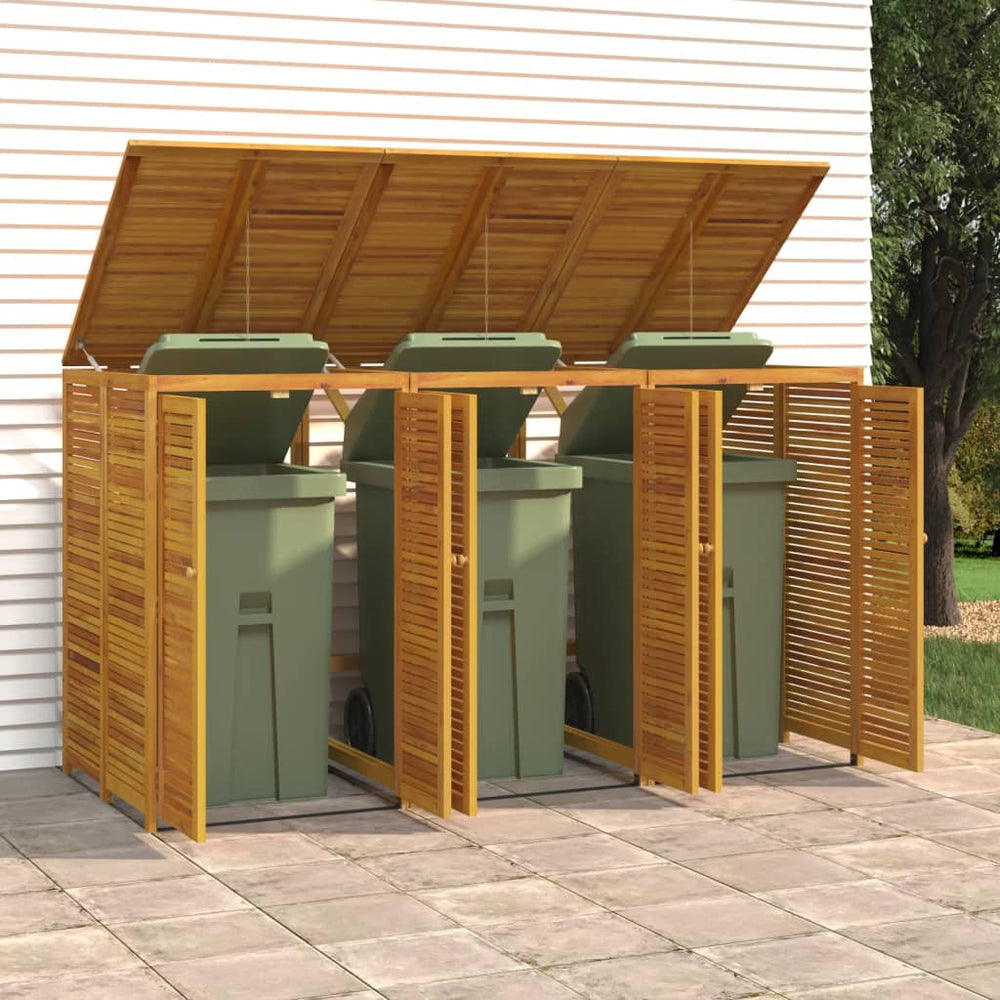 vidaXL Rubbish Bin Shed for 3 Bins 210x89x117 cm Solid Acacia Wood