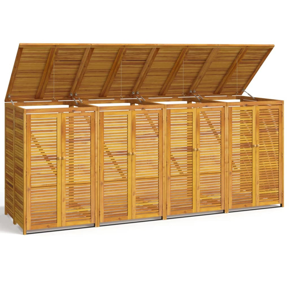 vidaXL Wheelie Bin Shed for 4 Bins 280x89x117 cm Solid Acacia Wood