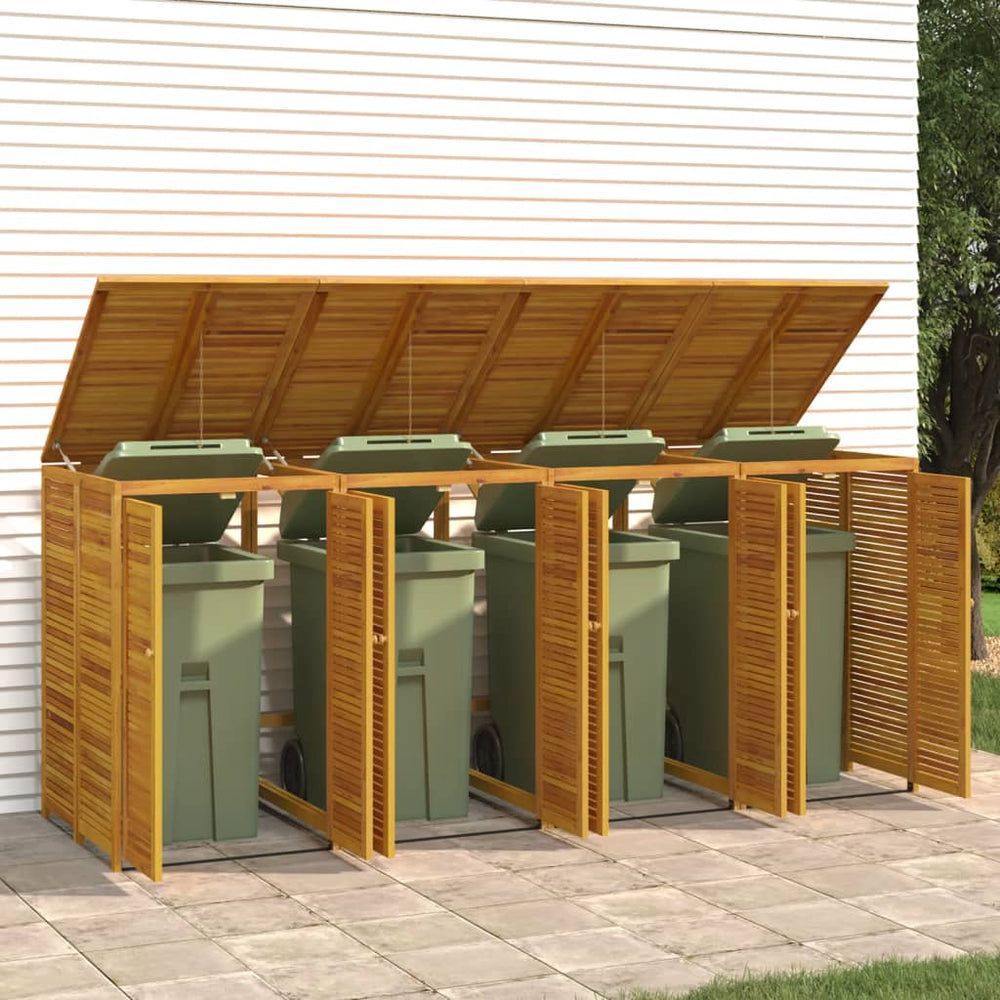 vidaXL Wheelie Bin Shed for 4 Bins 280x89x117 cm Solid Acacia Wood