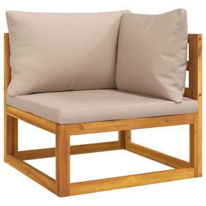 vidaXL 10-piece Solid Wood Garden Lounge Set with Taupe Cushions