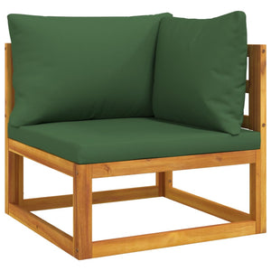 vidaXL 3-Piece Outdoor Lounge Set with Green Cushions Solid Wood