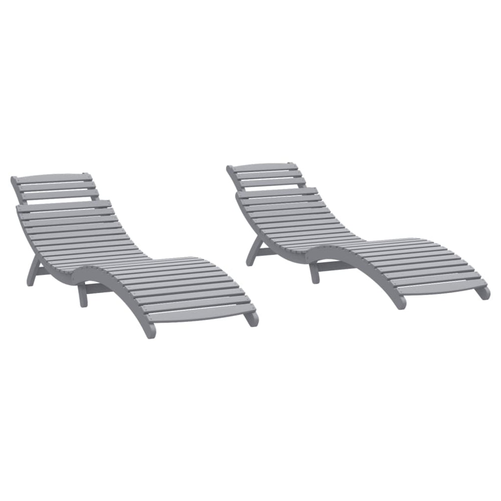 vidaXL Sun Loungers 2 pcs Grey 184x55x64 cm Solid Acacia Wood