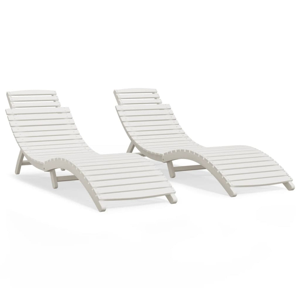 vidaXL Sun Loungers 2 pcs. White 184x55x64 cm Solid Acacia Wood