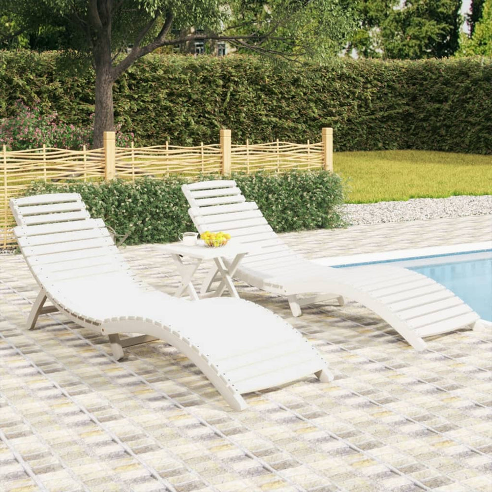 vidaXL Sun Loungers 2 pcs. White 184x55x64 cm Solid Acacia Wood