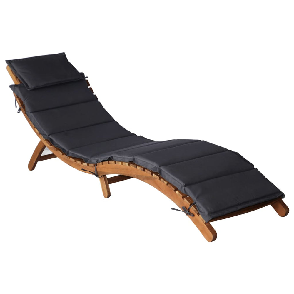 vidaXL Sun Loungers with Cushions 2 pcs. Dark Grey Solid Acacia Wood