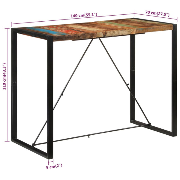 Bartisch Altholz Massiv 140x70 cm