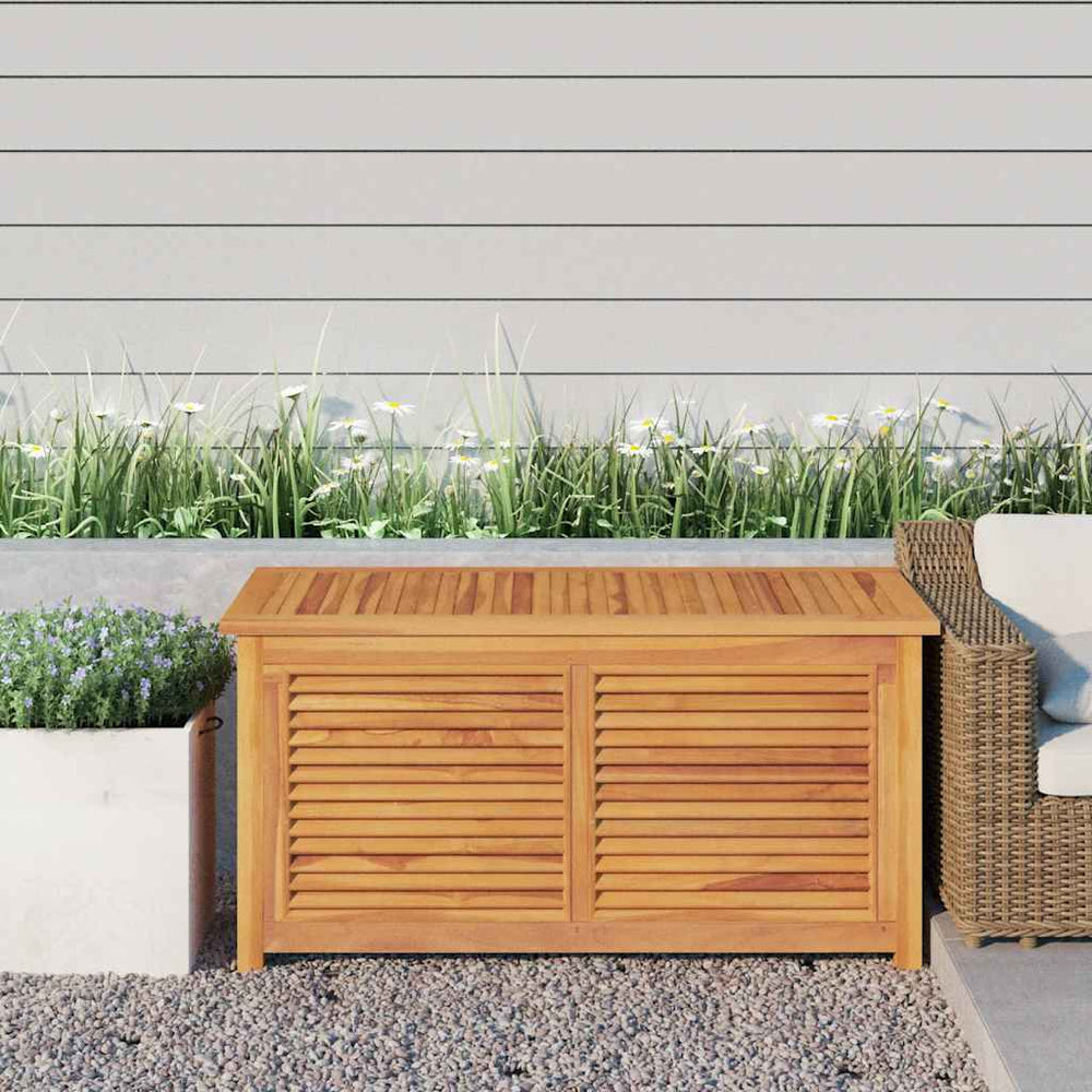 vidaXL Garden Storage Box with Bag 114x50x58 cm Solid Teak Wood