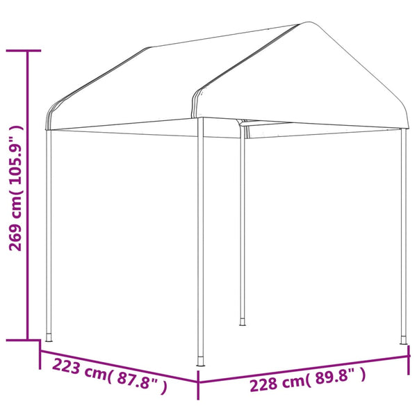 vidaXL Gazebo with Roof White 4.46x2.28x2.69 m Polyethylene