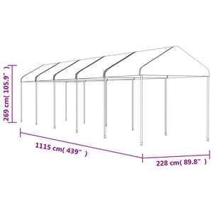 vidaXL Gazebo with Roof White 11.15x2.28x2.69 m Polyethylene