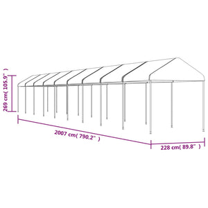 vidaXL Gazebo with Roof White 20.07x2.28x2.69 m Polyethylene