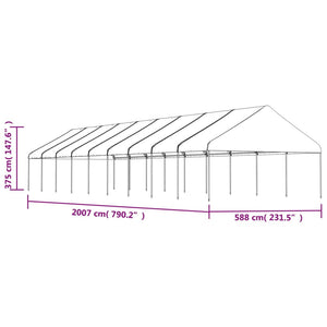 vidaXL Gazebo with Roof White 20.07x5.88x3.75 m Polyethylene