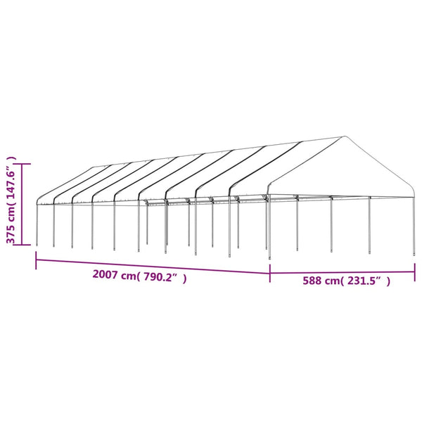 vidaXL Gazebo with Roof White 20.07x5.88x3.75 m Polyethylene