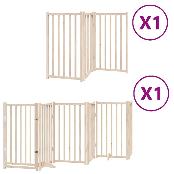 vidaXL 9-piece Dog Gate with Door Foldable 450 cm Poplar Wood