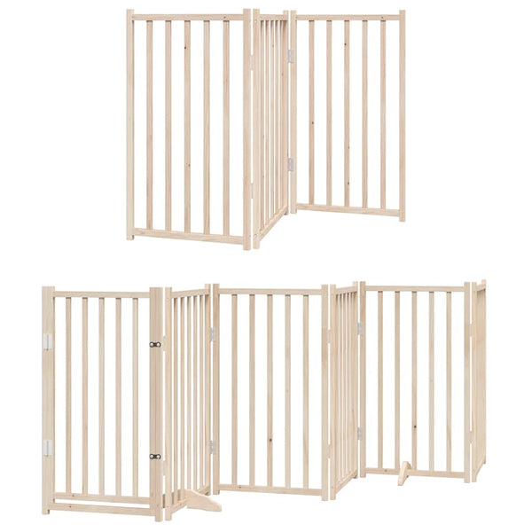 vidaXL 9-piece Dog Gate with Door Foldable 450 cm Poplar Wood
