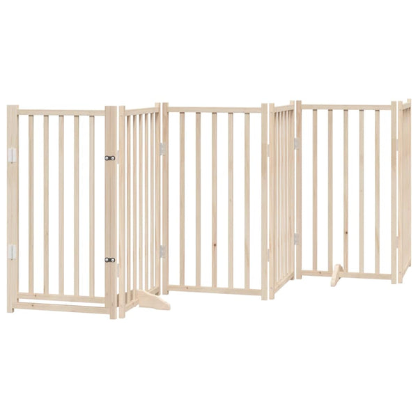 vidaXL 9-piece Dog Gate with Door Foldable 450 cm Poplar Wood