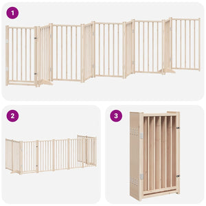 vidaXL 9-piece Dog Gate with Door Foldable 450 cm Poplar Wood