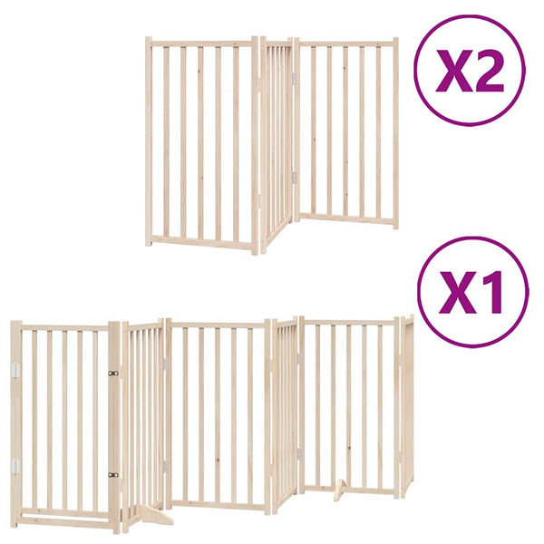 vidaXL 12-Piece Dog Gate with Door Foldable 600 cm Poplar Wood