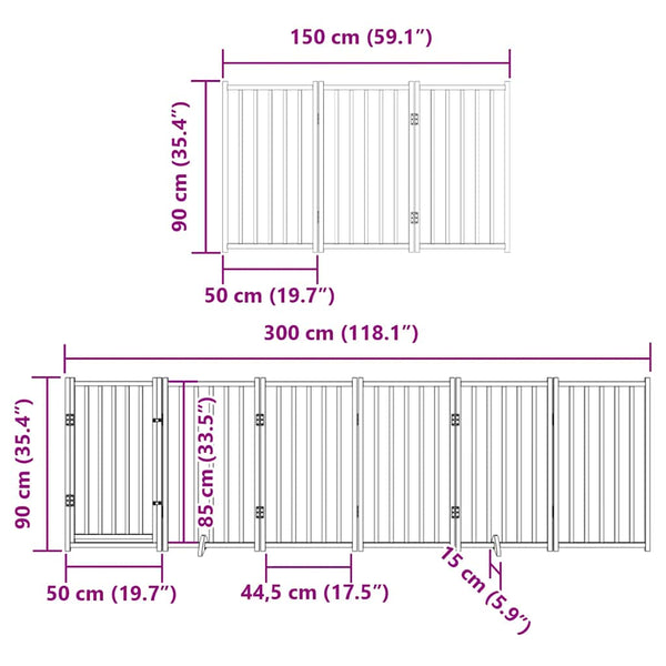 vidaXL 12-Piece Dog Gate with Door Foldable 600 cm Poplar Wood