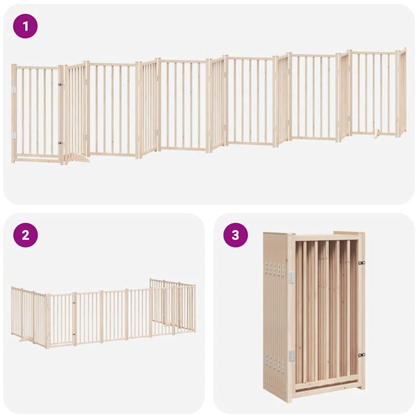 vidaXL 12-Piece Dog Gate with Door Foldable 600 cm Poplar Wood