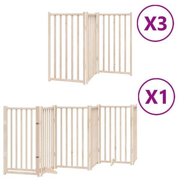 vidaXL 15-Piece Dog Gate with Door Foldable 750 cm Poplar Wood