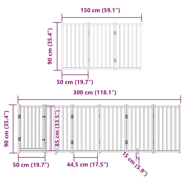 vidaXL 15-Piece Dog Gate with Door Foldable 750 cm Poplar Wood