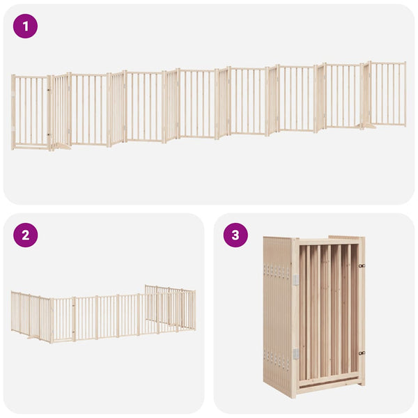 vidaXL 15-Piece Dog Gate with Door Foldable 750 cm Poplar Wood