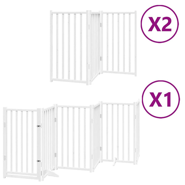 vidaXL 12-pc. Dog Gate with Door Foldable White 600 cm Poplar Wood