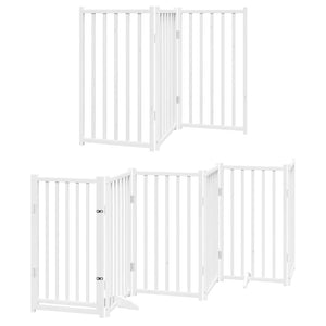 vidaXL 12-pc. Dog Gate with Door Foldable White 600 cm Poplar Wood