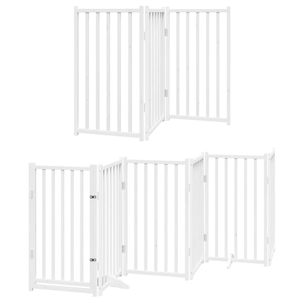 vidaXL 12-pc. Dog Gate with Door Foldable White 600 cm Poplar Wood