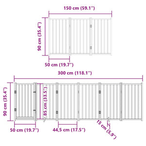 vidaXL 12-pc. Dog Gate with Door Foldable White 600 cm Poplar Wood