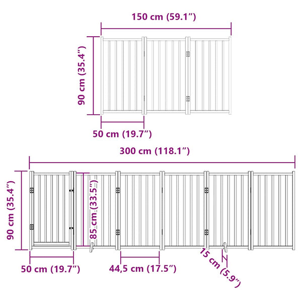 vidaXL 12-pc. Dog Gate with Door Foldable White 600 cm Poplar Wood