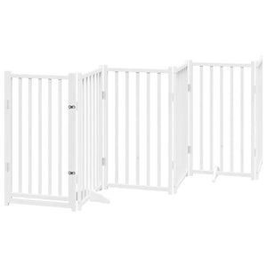 vidaXL 12-pc. Dog Gate with Door Foldable White 600 cm Poplar Wood