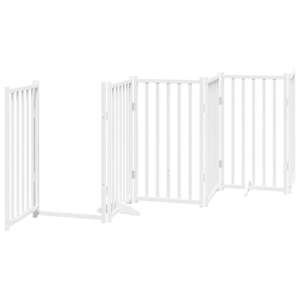 vidaXL 12-pc. Dog Gate with Door Foldable White 600 cm Poplar Wood
