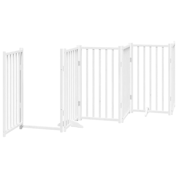 vidaXL 15-piece Dog Gate with Door Foldable White 750 cm Poplar Wood