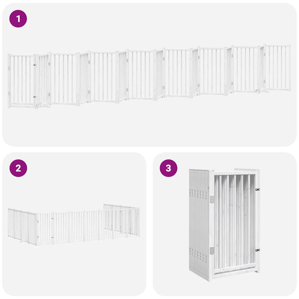 vidaXL 15-piece Dog Gate with Door Foldable White 750 cm Poplar Wood