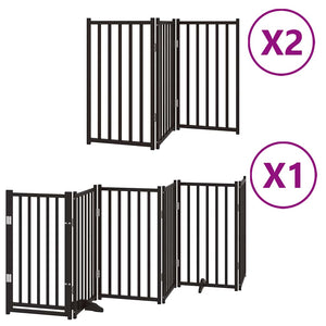 vidaXL 12-Piece Dog Gate with Door Foldable Black 600 cm Poplar Wood