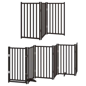 vidaXL 12-Piece Dog Gate with Door Foldable Black 600 cm Poplar Wood