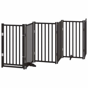 vidaXL 12-Piece Dog Gate with Door Foldable Black 600 cm Poplar Wood