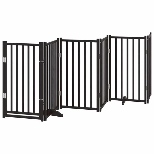 vidaXL 12-Piece Dog Gate with Door Foldable Black 600 cm Poplar Wood