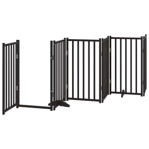 vidaXL 12-Piece Dog Gate with Door Foldable Black 600 cm Poplar Wood