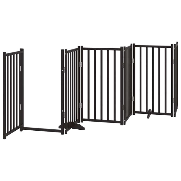 vidaXL 12-Piece Dog Gate with Door Foldable Black 600 cm Poplar Wood