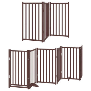 vidaXL 9-piece Dog Gate with Door Foldable Brown 450 cm Poplar Wood