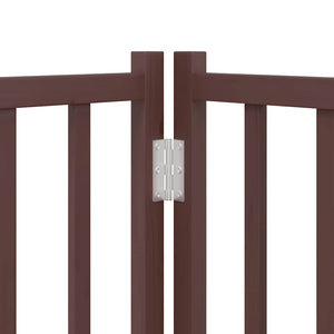 vidaXL 9-piece Dog Gate with Door Foldable Brown 450 cm Poplar Wood