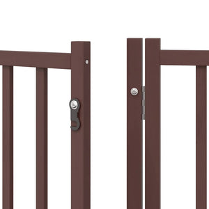 vidaXL 9-piece Dog Gate with Door Foldable Brown 450 cm Poplar Wood