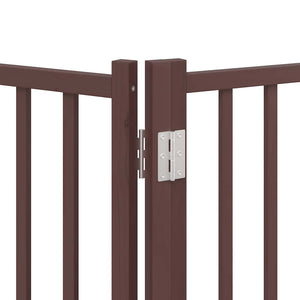 vidaXL 9-piece Dog Gate with Door Foldable Brown 450 cm Poplar Wood