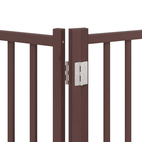 vidaXL 9-piece Dog Gate with Door Foldable Brown 450 cm Poplar Wood