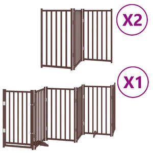 vidaXL 12-Piece Dog Gate with Door Foldable Brown 600 cm Poplar Wood