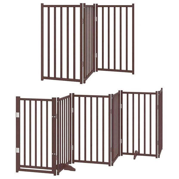 vidaXL 12-Piece Dog Gate with Door Foldable Brown 600 cm Poplar Wood