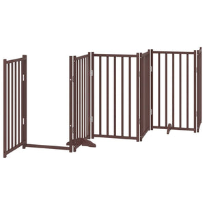 vidaXL 12-Piece Dog Gate with Door Foldable Brown 600 cm Poplar Wood