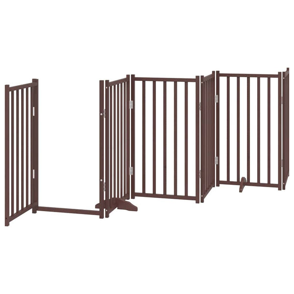 vidaXL 12-Piece Dog Gate with Door Foldable Brown 600 cm Poplar Wood